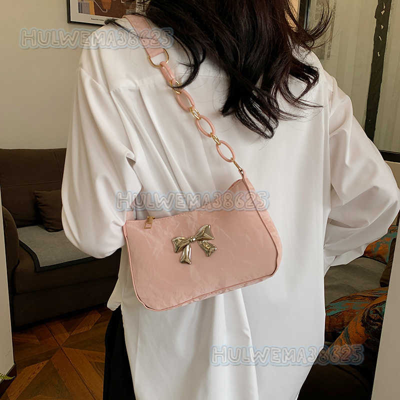 Womens Underarm Bag 2025 Spring New Fashionable Single Shoulder Bag with Bowknot Handbag H250806