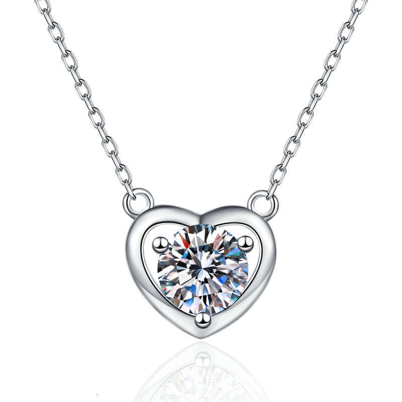Moissanite Necklace S Sterling Sier Heart Single Dia Pendant Simple Versatile Heart-shaped Collarbone Chain