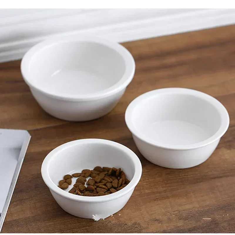 Fashion Round Ceramic Pet Bowl Solid Color Safe Durable Dog Cat Food Water Feeder Drinking Eat Basin Pet Supplies Accessories Y250806