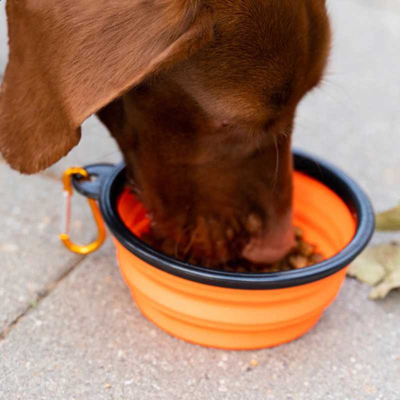 Dog Bowl Pet Feeder Water Bowl for Cats Dog Water Bottle Pet Accessories Outdoor Folding Silicone Bowl for Puppy1000ML Y250806