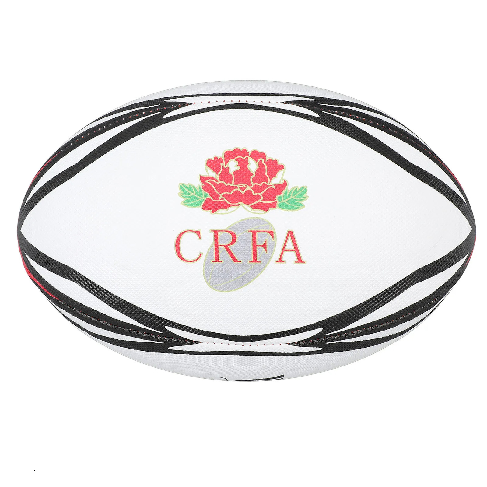 PVC Rugby Ball Number 9 Inflatable Practice High Elasticity for Match and Daily Training White 250729