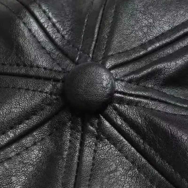 RICYGVM Pu Leather Berets For Women Autumn Winter Sunshade Duckbill Hat Fashion Vintage Octagonal C Girls Painter Artist Hats XJ250807