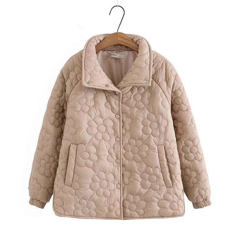 Designer Clothing 2025 Autumn Winter Women Light Thin Down Jacket 2023 New Loose Oversize Mother Clothes Long Sleeve Female Cotton Padded Coat Overcoa
