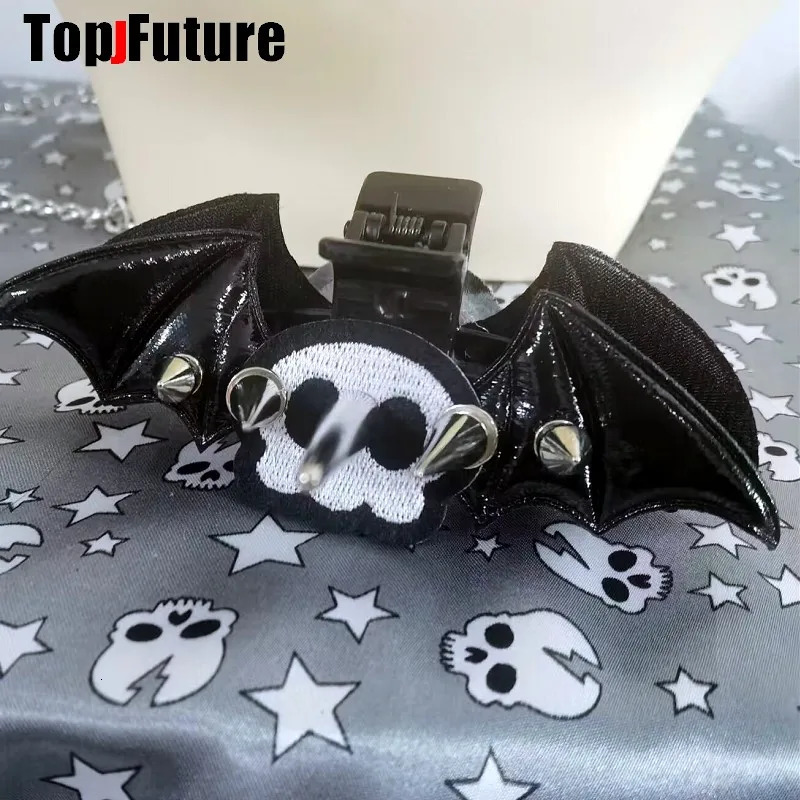 Streetwear Gothic Spike Hair Grab Punk Hip Hop Handmade Leather Bat Devil Clip Women claw Party Hair Accessories 250730