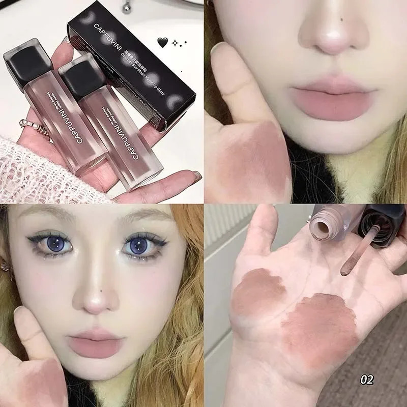 Obsidian Black Matte Lip Glaze Nude Base Deep Lip Primer Waterproof Dark Retro Rose Brown Lipstick Pigment Gothic Style Makeup 250801