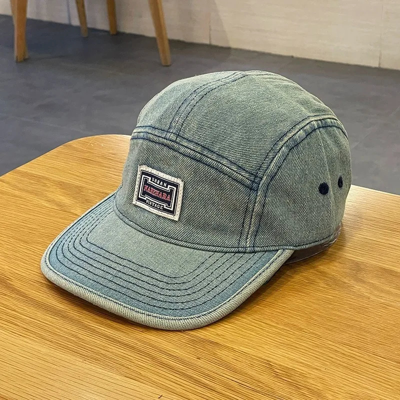 Vintage Flat Brim Denim Baseball Caps Male Women Harajuku Cap Fashion Streetwear 5 Panel Skateboard Hat casquette gorra 250730