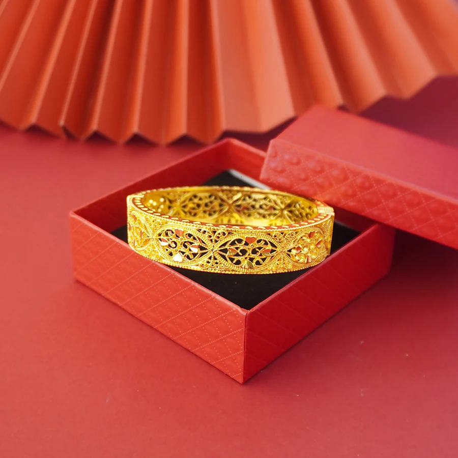 Dubai Gold Color Bangles For Women Gold Plated Indian African Hard Bracelets Charm Wedding Ethiopian Arabic Hand Jewelry 250805