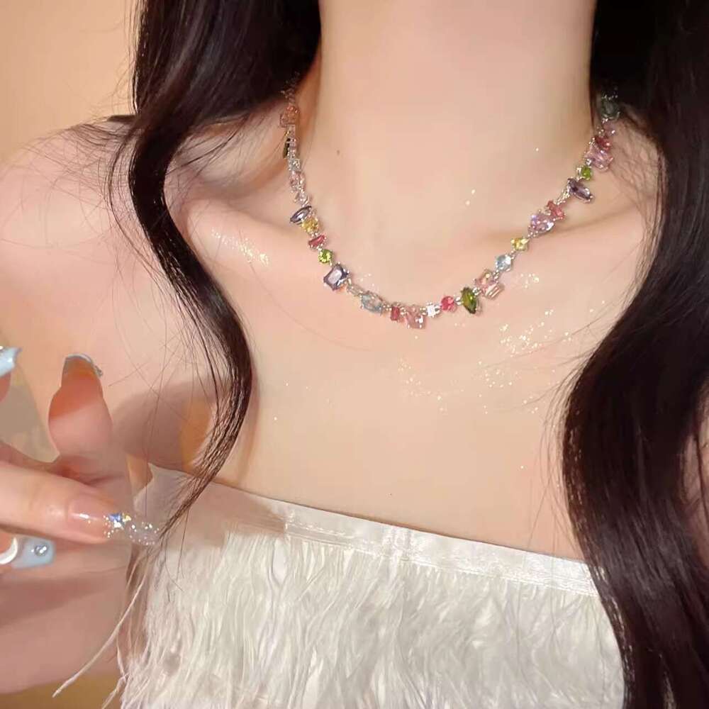 Colorful Crystal Candy Zircon Bracelet Light Niche High-end Forest Style Beaded Jewelry 2024 Accessories