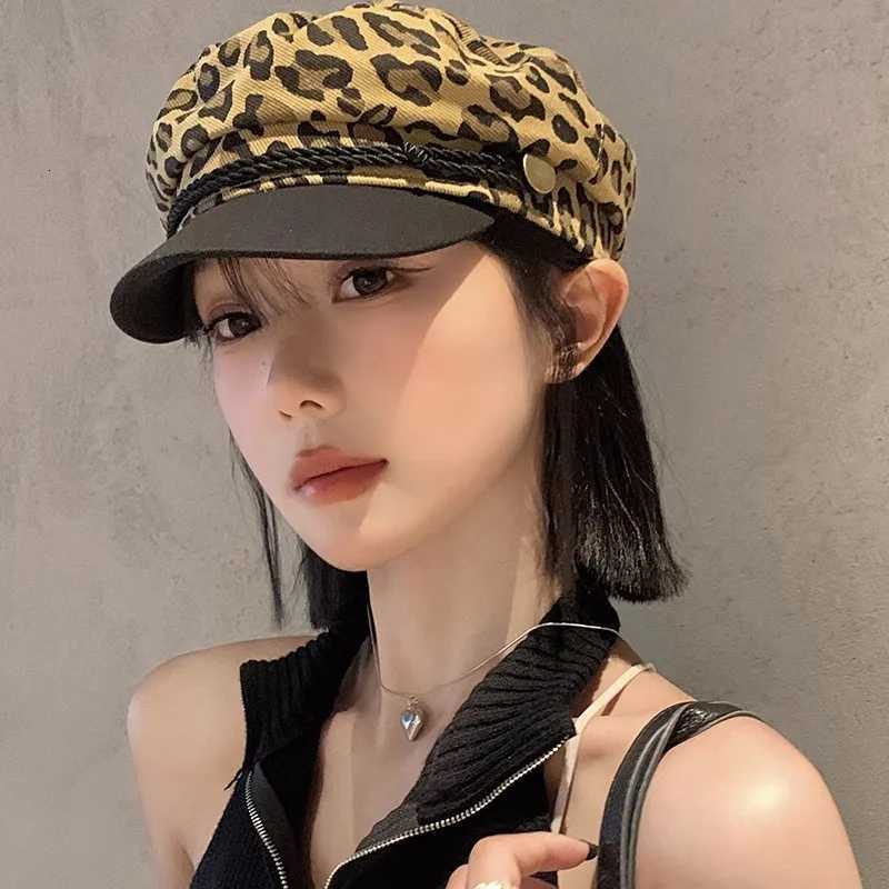 New Women Leopard Beret Hat Vintage Octagonal Cloud Pumpkin Newsboy C Korean Girl y2k Painter Artist Peaked Hats XJ250807