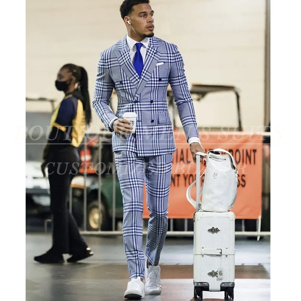 Customized Mens Suits Blazer Fashion Double Breasted Lapel Slim Fit 2 Piece Jacket Pant Sets Male Clothing 250807