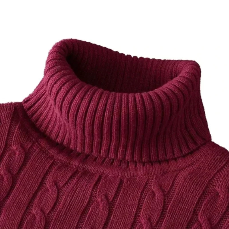 Mens High Neck Sweater Solid Color Pullover Knitted Warm Casual Turtleneck Men Clothes 250801