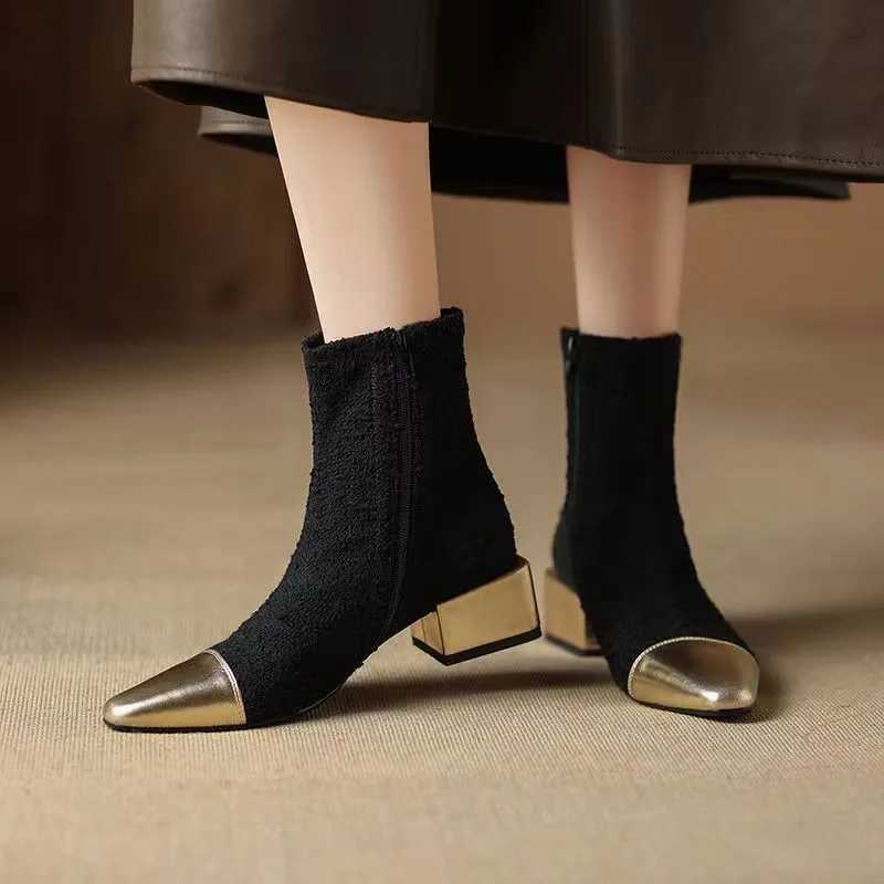 Sexy Design Ankle Boots For Women Pointed Toe Thin Heeled Womens Boots Back Zippered Elegant Lady Fi Dress Shoes XJ250807