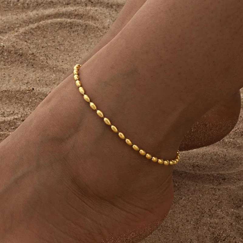 Stainless Steel Link Anklets Waterproof 18k Gold Plated Layered Foot Chain Anklet s for Women Summer Beach Adjustable Y250805