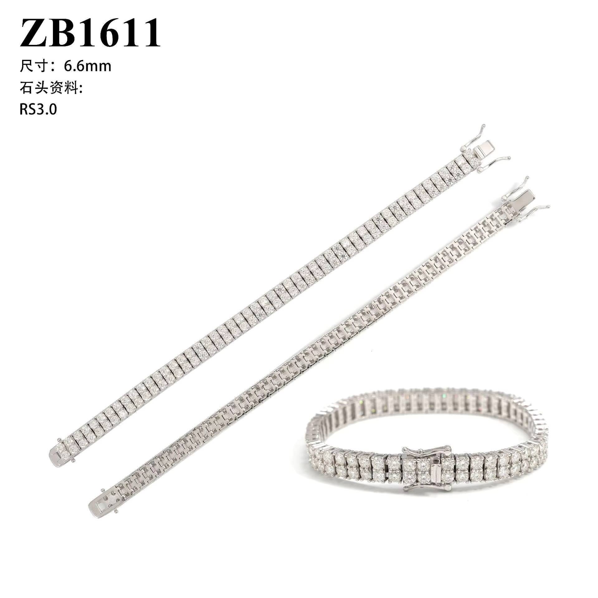 Hip Hop Jewelry 2 Rows Tennis Bracelet Jewellery VVS 3mm Moissanite 925 Sterling Silver Tennis Chain