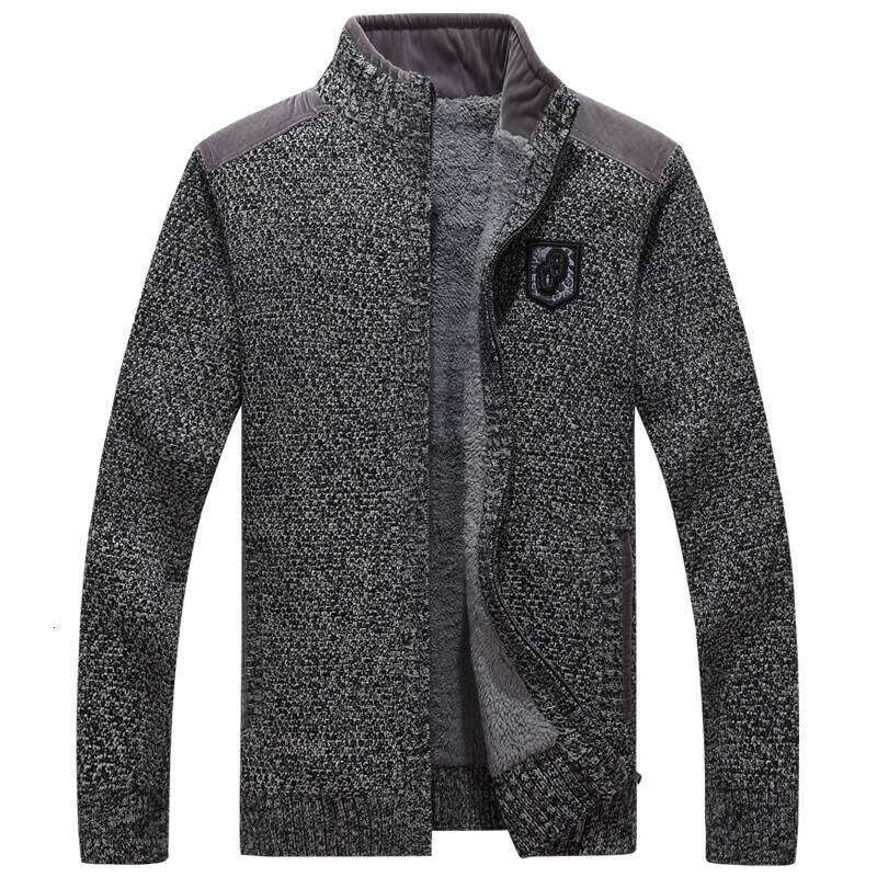 High Quality Sweaters With Zippers Thick Fleece Warm Black Casual Winter Men Cardigan Big Size XXXL