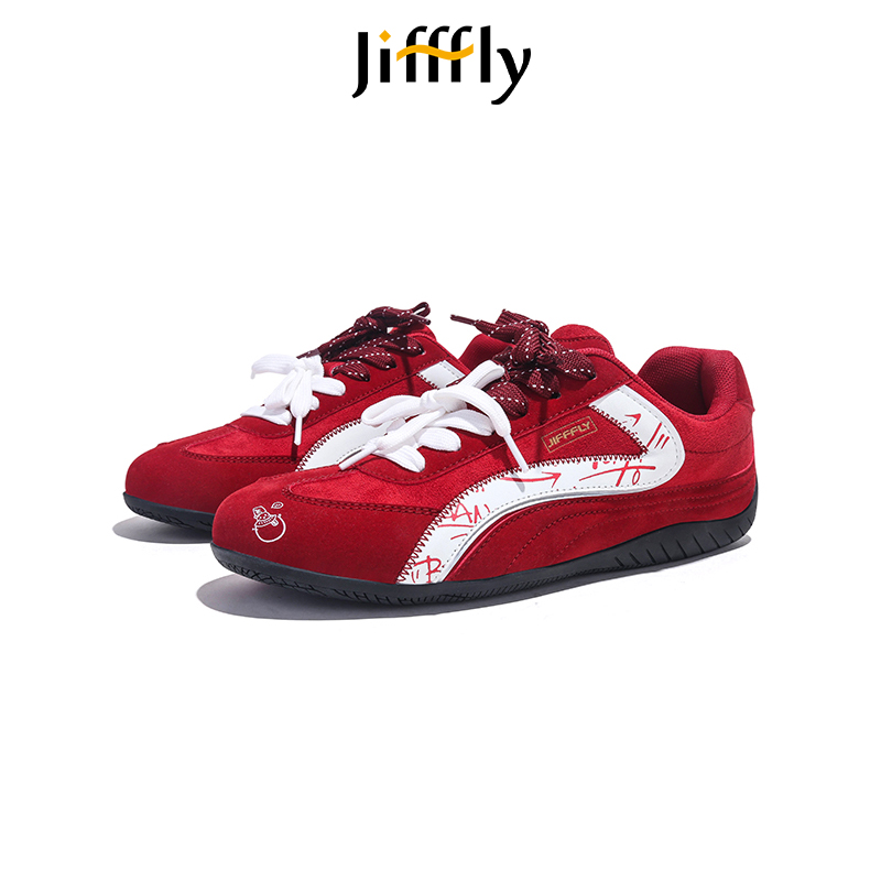 Jifffly red apple thin soled racing 2025 summer new retro versatile casual shoes