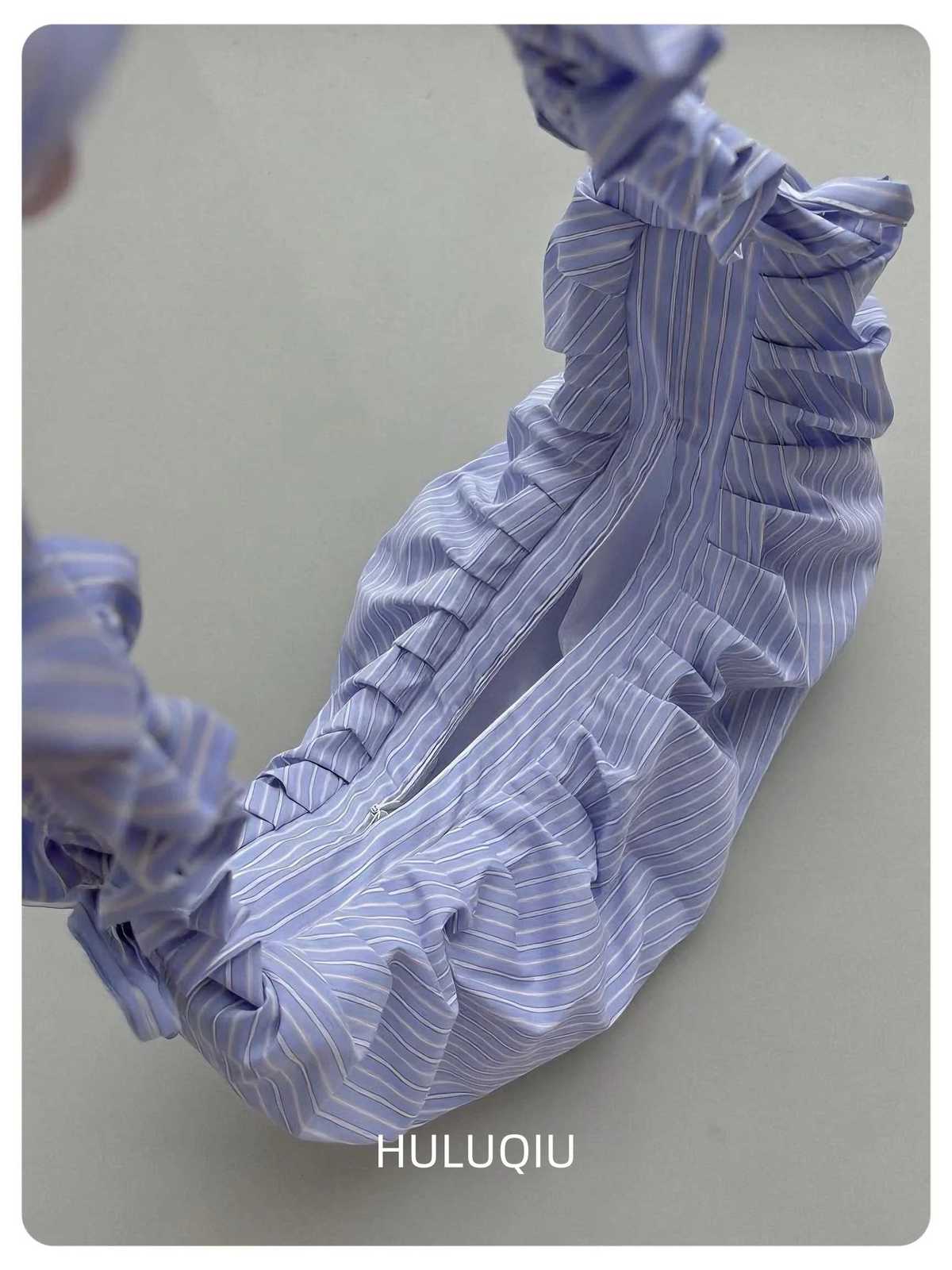 Pleated Striped Dumpling Hobo Bag Solid Color Korean Soft Cotton Phone Purse Stylish Underarm Shoulder Shopping Bag Z250807