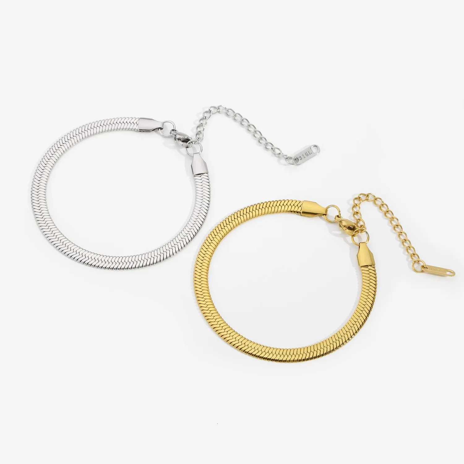 2/3/4/5MM Stainless Steel Bracelet For Women Men Gold Color Snake Chain Bangle With Extended Chain Waterproof Party Jewelry Gift W250807