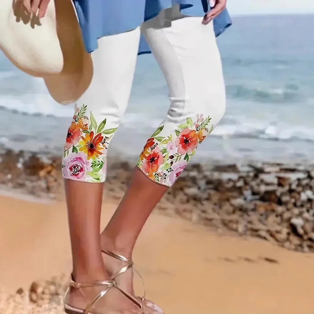 Plus Size Beach Series 3D Printed SevenFoot Pants Summer Style Yoga Beachwear plus Womens Trousers Comfortable Bre 250805