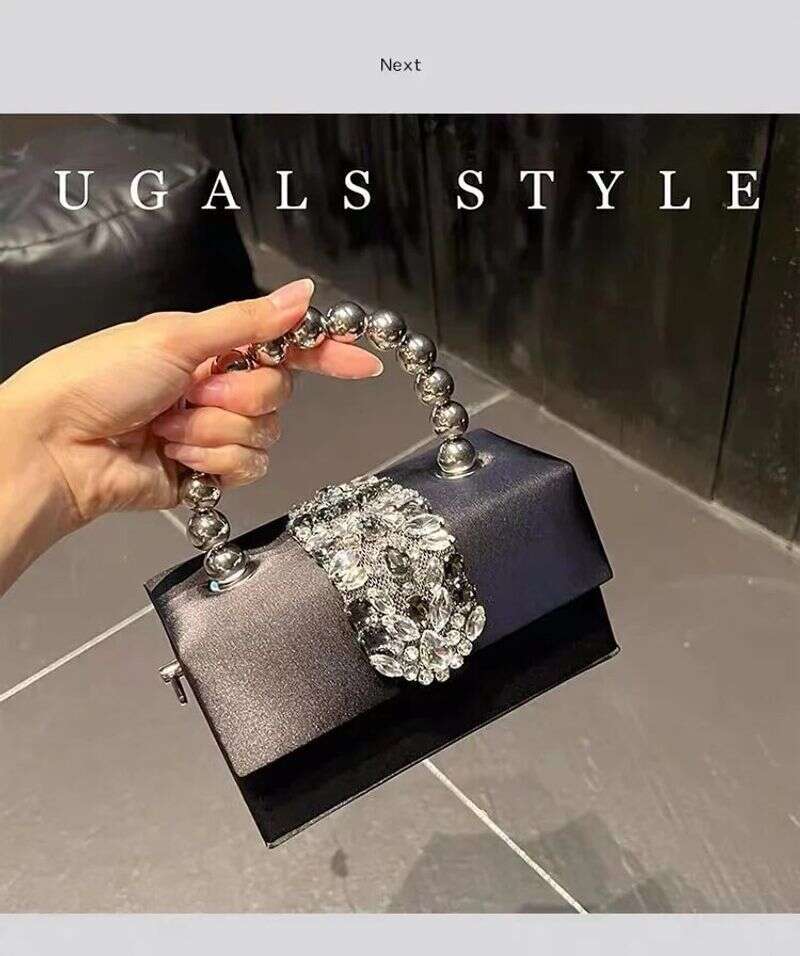 Satin Square Box Women Handbag Crystal Shiny Rhinestones Dia Evening Wedding Party Clutch Purse Crossbody Bag