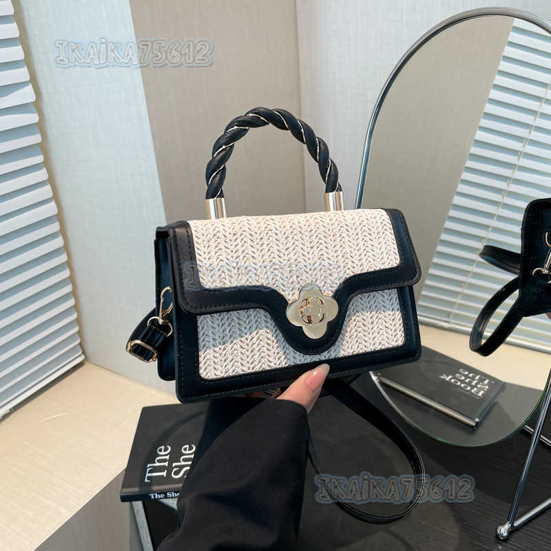 Trendy Womens Bags Summer New Fashion Versatile Woven Color Block Shoulder Crossbody Handbag Small Square Bag H250806