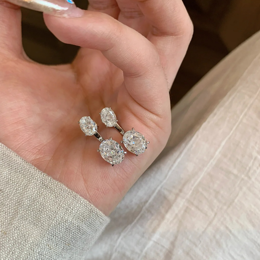 2025 Choucong Ins Top Sell Stud Earrings Luxury Jewelry 925 Sterling Silver Oval Cut 5A Cubic Zircon CZ Diamond Gemstones Party Eternity Women Bridal 