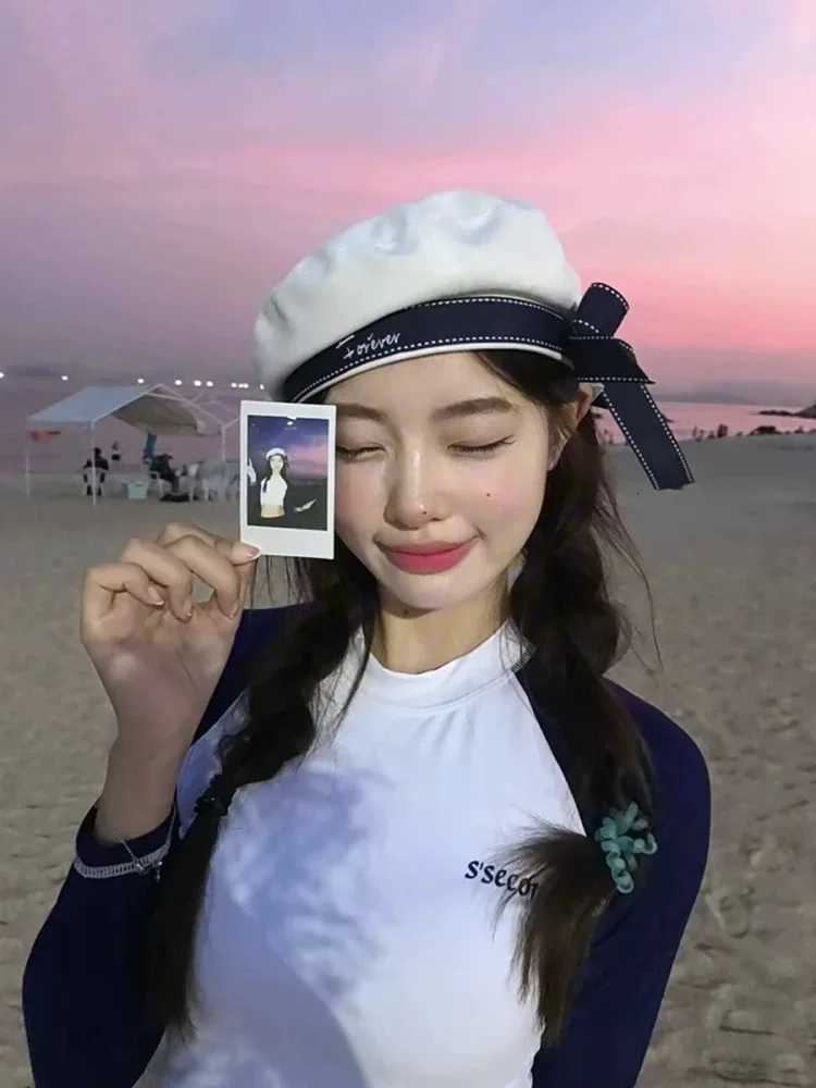 Japanese School Style Cute Beret Summer Lightweight Sailor Hat Black White Preppy Uniform C Kaii Fashion Accessory XJ250807