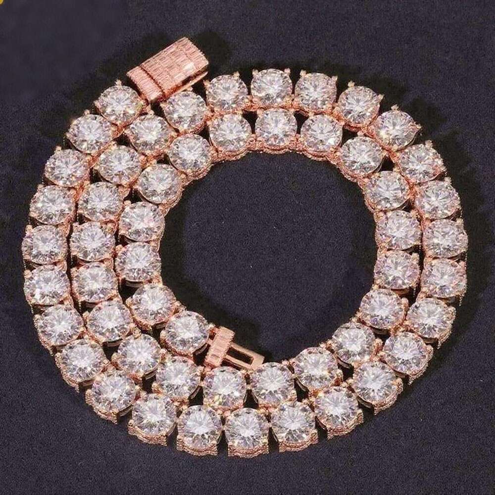 Designer NecklaceDesign Iced Out Bracket 10mm Sterling Sier Vvs Moissanite Dia Baguette Buckle Tennis Chain Necklace
