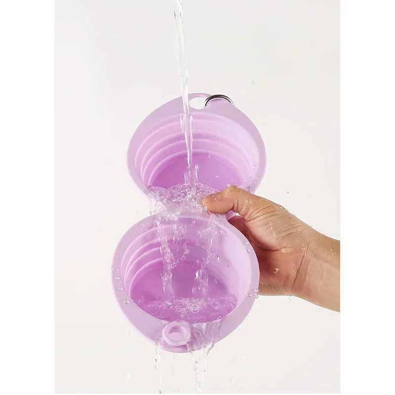 Foldable Dog Bowl Silicone Double Bowl Puppy Food Container Healthy Safety Pet Travel Drinking Bowl for Dogs Cat Feeder Dish Y250806