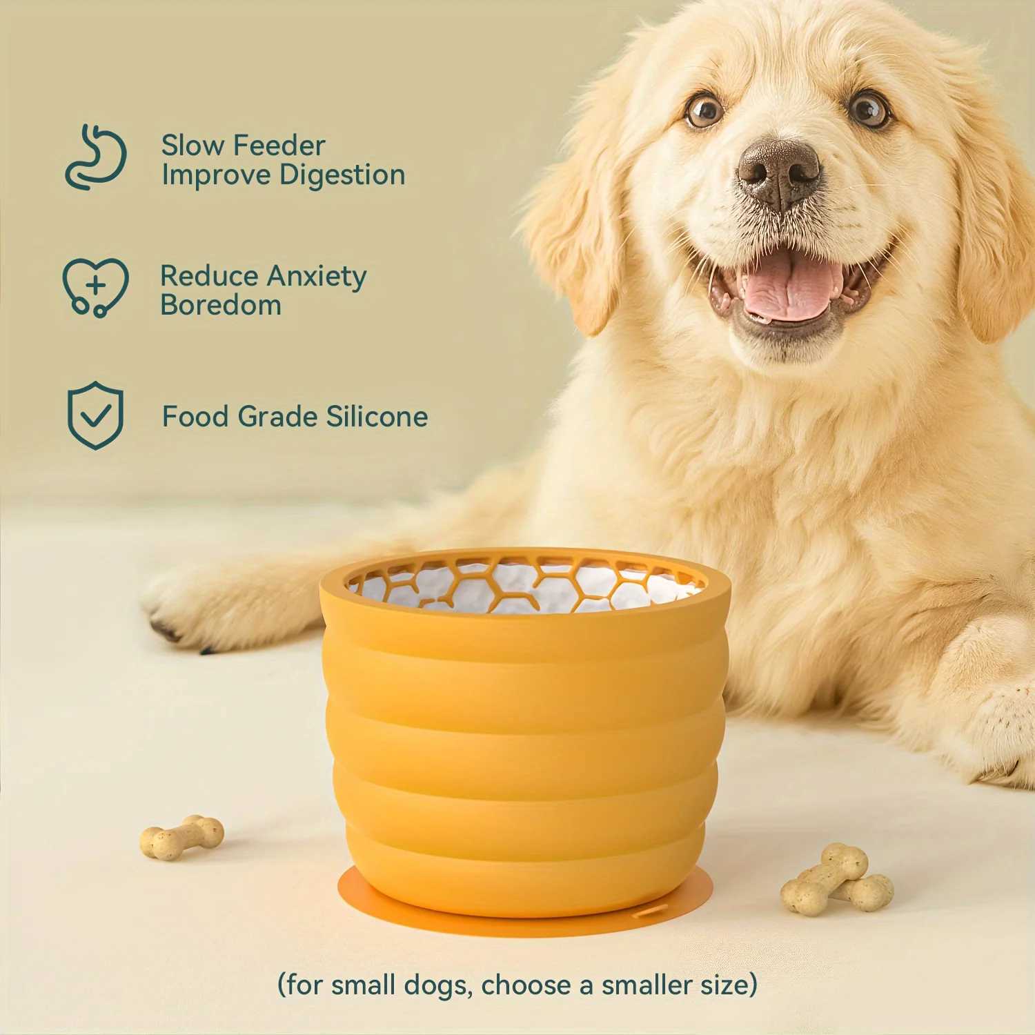 Silicone Slow Feeder Dog Bowl Cup - Anti-Slip Distraction Design for Small to Medium Breeds - Promotes Healthy Digestion Y250806