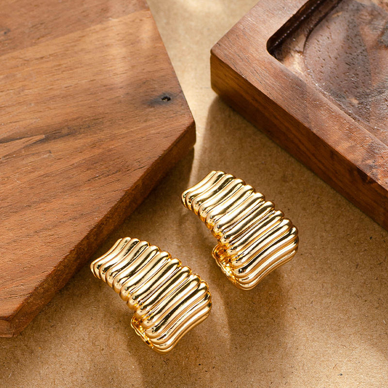 Fashion Minimalist Style Surface Emed Letter C-shaped Earrings for Women High-end Sier Needle Ear Jewelry