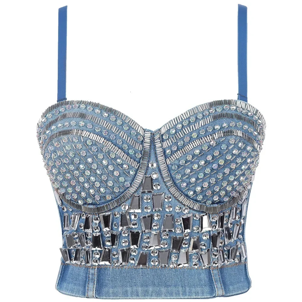 Diamond Sequin Tank Top Women Stage Party Shaper Camis Bra Shirt Woman Clothes Punk Corset Ladies Crop Tops y2k Blusa 250807