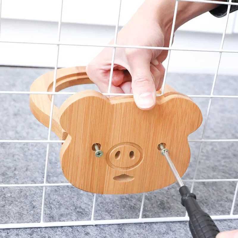 Fashion Adjustment Ceramic Pet Cage Wall Hanging Feeding Bowl with Wood Holder Cat Dog Food Drinking Bowl Puppy Feeder Supplies Y250806