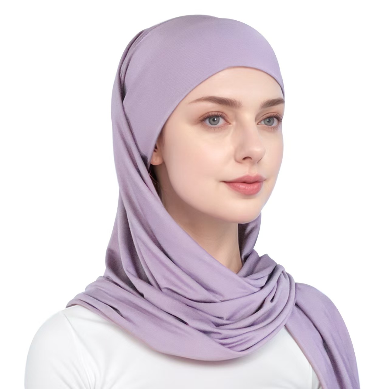 T1409 new simple single-layer hat brim headband female crystal linen solid color pullover scarf