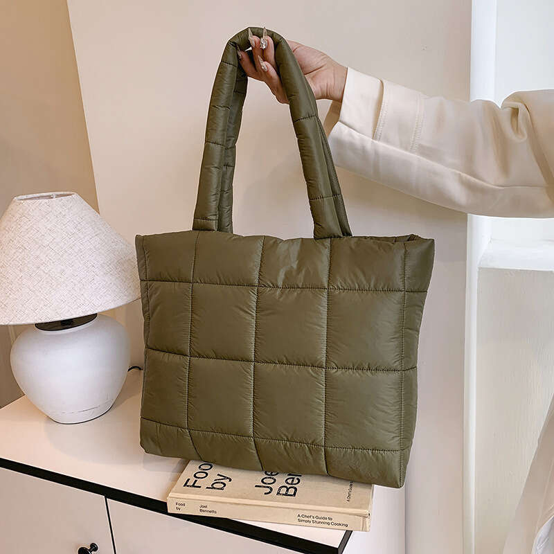 Shoulder Bag Light And Soft Bag Autumn Winter New Down Large Capacity Tote Korean Style Casual Cotton Fashionable Single Shoulder Handheld
