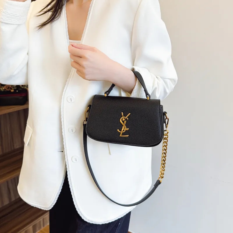 Designer bag with calf leather texture small square bag shoulder bag new fashion light luxury versatile crossbody bag wallet multi-color series bag