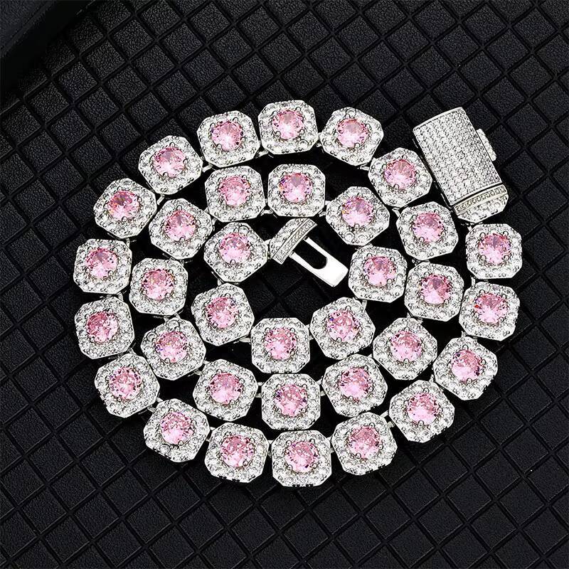 Cuban Link Chains 925 Silver Moissanite Chain Jewelry VVS VS D E Color Diamond Tennis Chain 10mm 12mm Round Moissanite Necklace