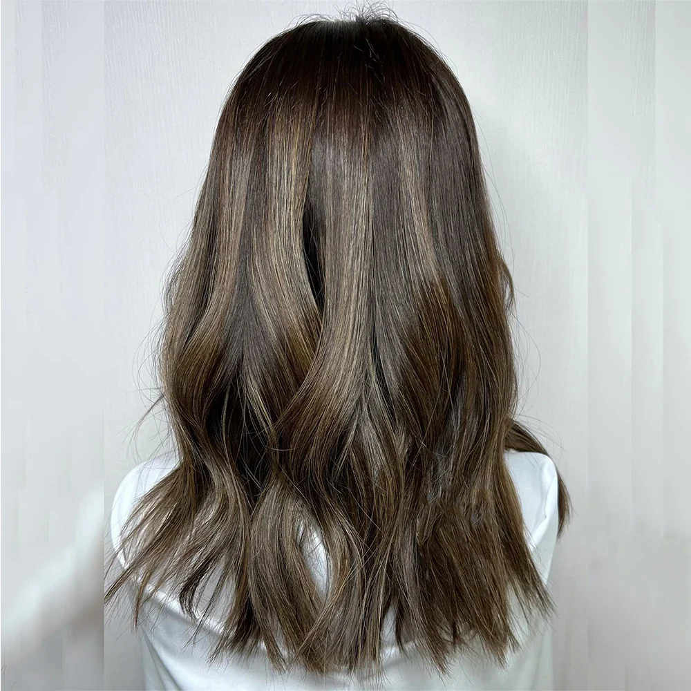 Natural Highlight Blonde bob 14 inch Long Wave full lace front Human Hair With BabyHair Bangs HD Lace European Hair