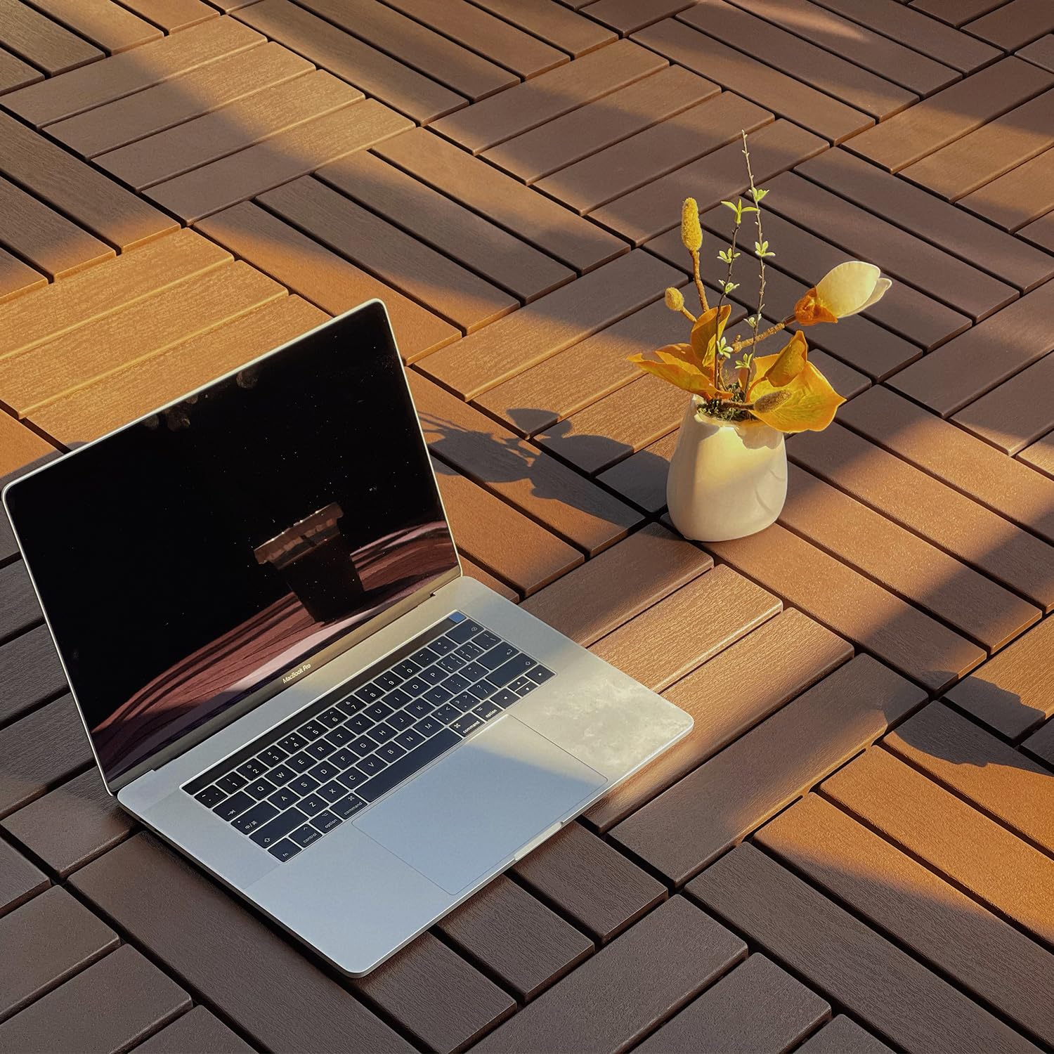 54-Pack Interlocking Outdoor Floor Tiles, Plastic Deck Tiles for Patio Garden Balcony, DIY Snap-Together Waterproof Surface