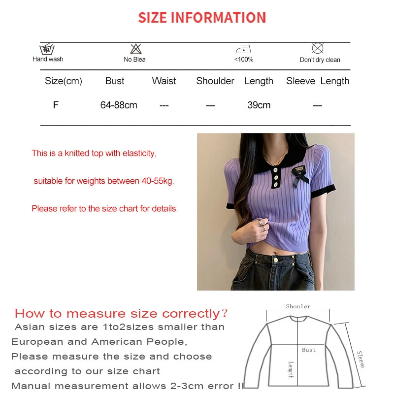HELIAR Women Knitted Polo Neck Tshirts Short Sleeve Buttons Bowknot Sweet Top Patchwork Solid Shirt Beach Tees Spring Summer 250729