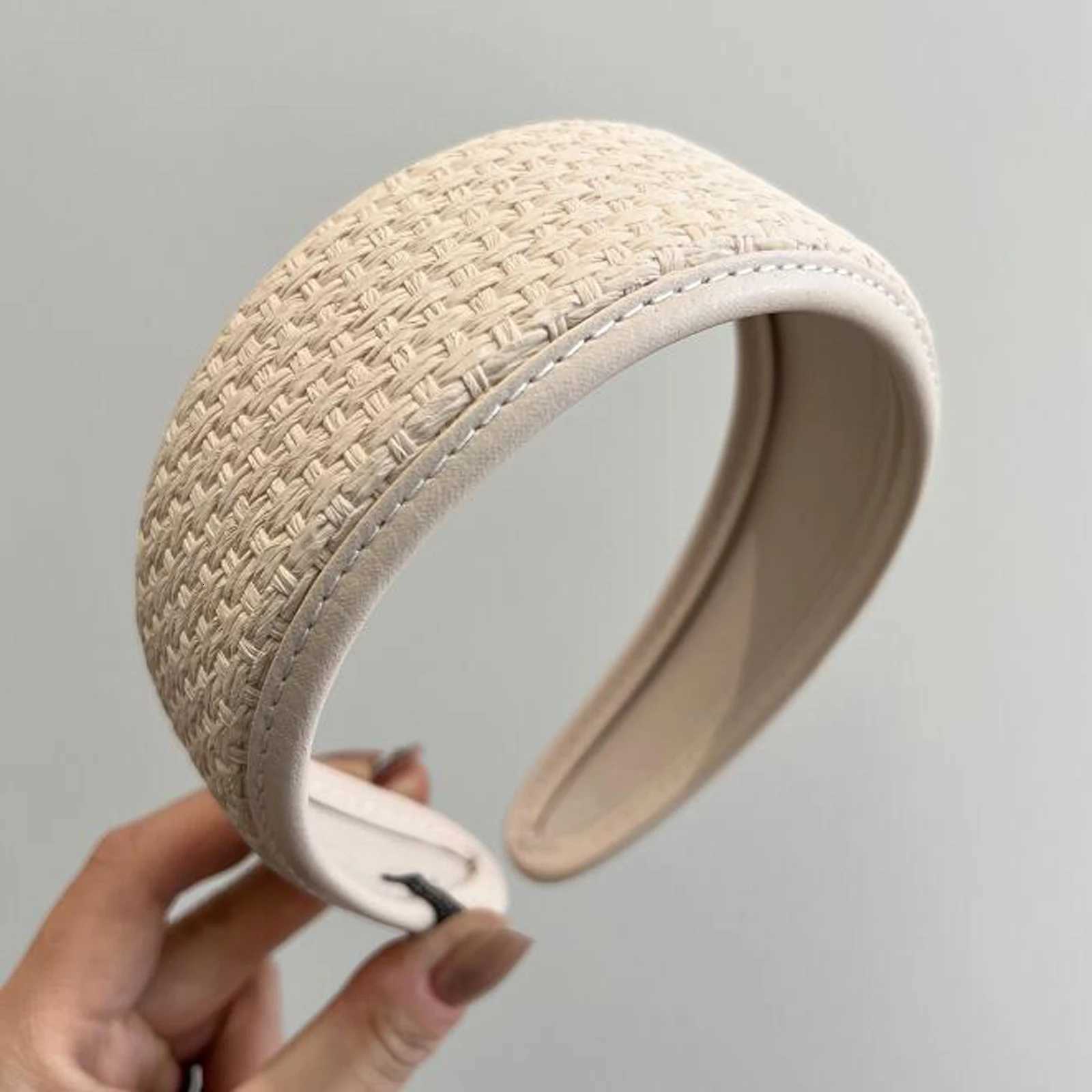 PROLY New Fashion Hairband For Women Solid Color Handmade Woven Band Wide Side Tuan Adt Hair Accessories Summer Y250808