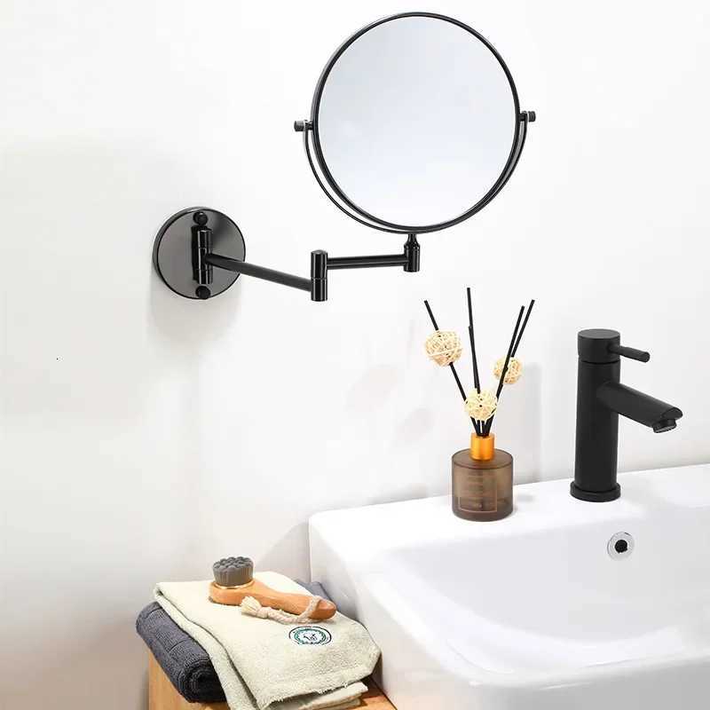 8 Inch Wall Mounted Dressing Mirror Magnifying Two-Sided Mirror Space Aluminum Black Makeup Mirror Cosmetic Lady Gift Z250807