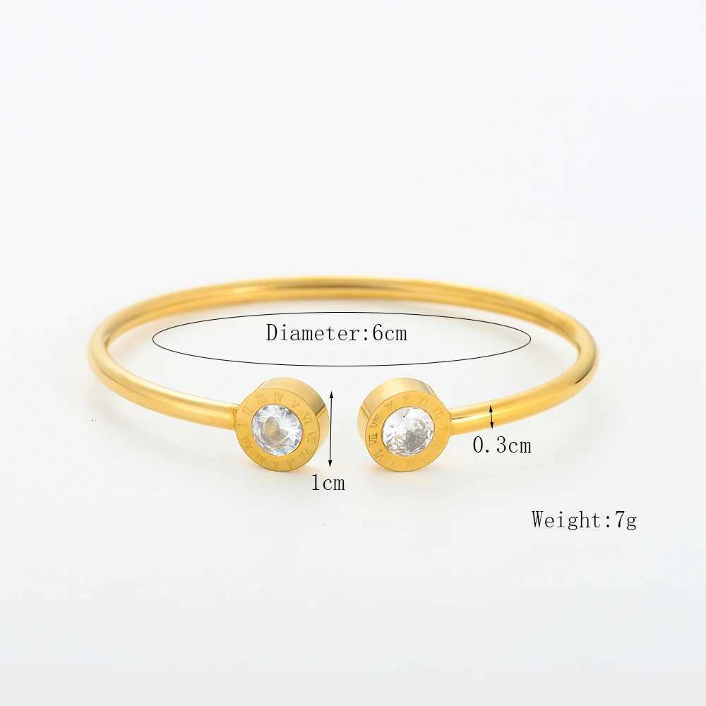 Luxury Crystal Cuff Bracelet For Women Roman Number Stainless Steel Bangles Jewelry Gift Z250807