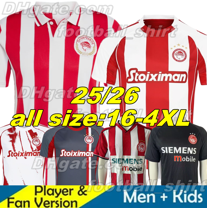 4XL 25 26 Olympiacos Soccer Jerseys 100th Centenary Greece Olympiakos UI JO HWANG MASOURAS OLEG KUNDE BIEL JAMES BAKAMBU EL ARABI 01 02 03 04 05 Retro football shirt men