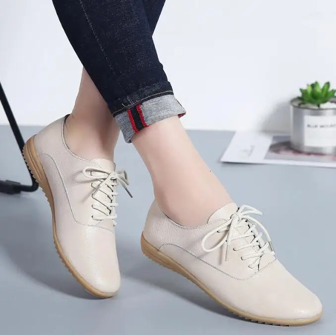 Genuine Leather Summer Loafers Women Casual Shoes Moccasins Soft Pointed Toe Ladies Footwear Women Flats Shoes White 250805