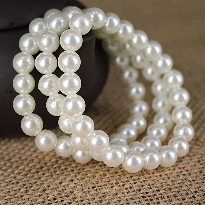 4MM-10MM French Retro Simple White Pearl Elastic Bracelet Womens Hand Bracelets Birthday Party Gift Fashion Jewelry Z250807