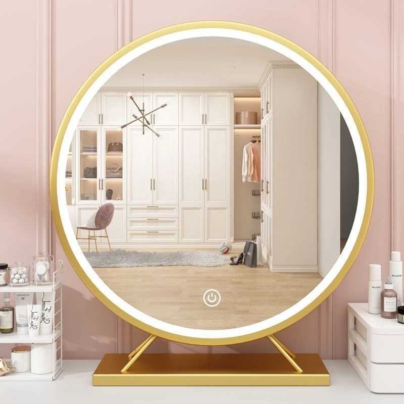 Led Makeup Home Decor Decorative Mirrors Photography Aesthetic Gold Toilet Mirrors Round Plastic Home Cosmetic Mirror MHHZJ Z250807