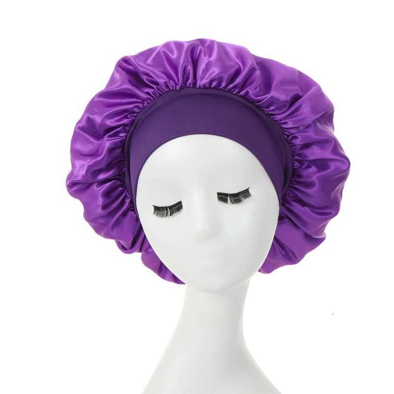 2PCS Milk Imitation Silk Wide Brim Satin Cloth Womens Hair Hat Bonnet Elastic Band Headwear bonnets for women Z250808