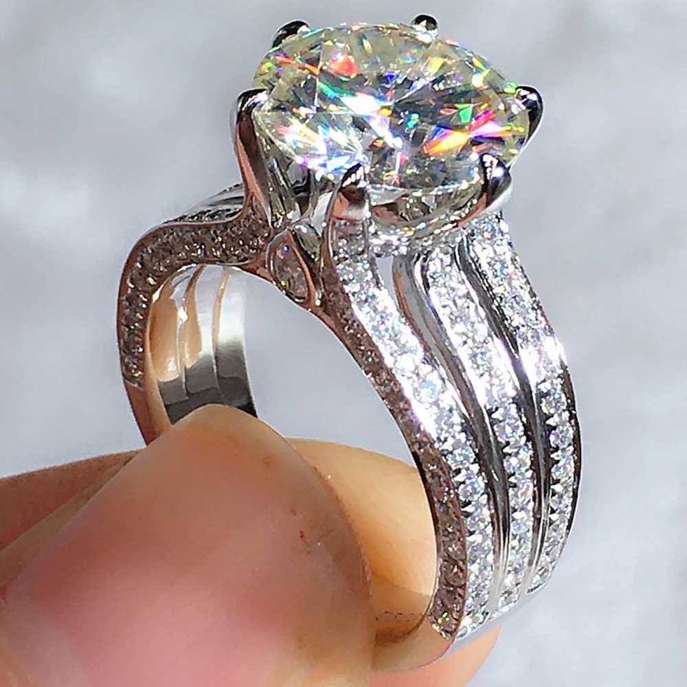800 Luxury Six Claw Cubic Zirconia Rings Wedding Engagement Bands High Quality Silver Color AAA CZ Ring Women Fashion Jewelry Y250808