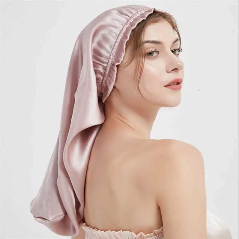 Mulberry Silk Sleep Cap for Long Hair Bonnet with Soft Elastic Band for Women Hair Care Z250808